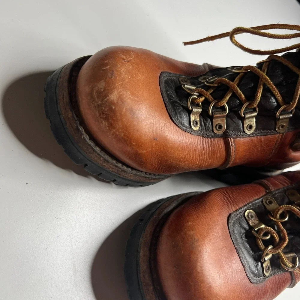 Vintage Dexter Hiking Boots Vibram Sole Brown Leather Mountaineering USA Men's 7